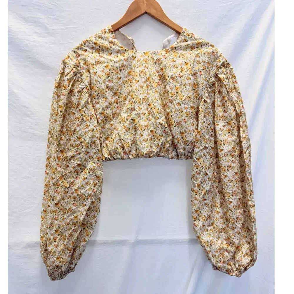Significant‎ Other Puffed-Sleeve Floral Blouse US 4 Casual Boho Fall Flower